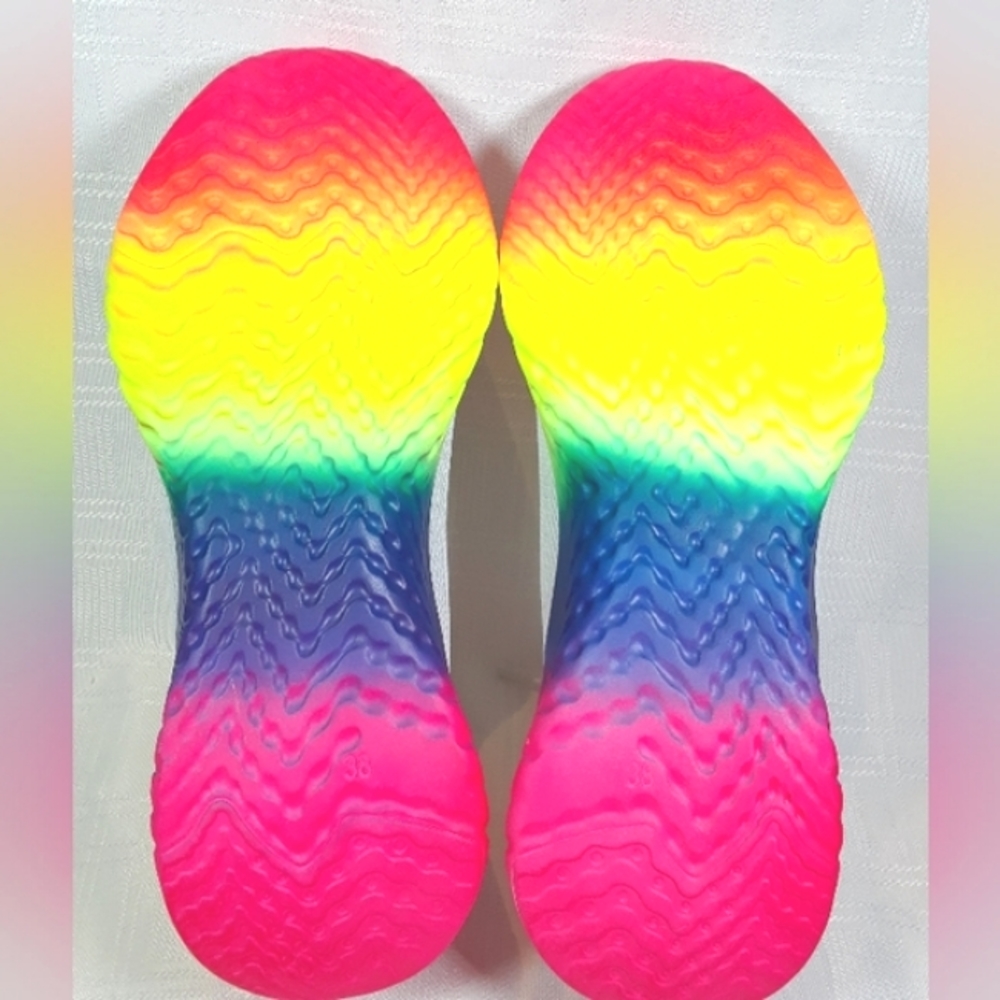 SHOES Women Sneakers Rainbow White Lightweight Casual Shoes Size 7 - Picture 8 of 13